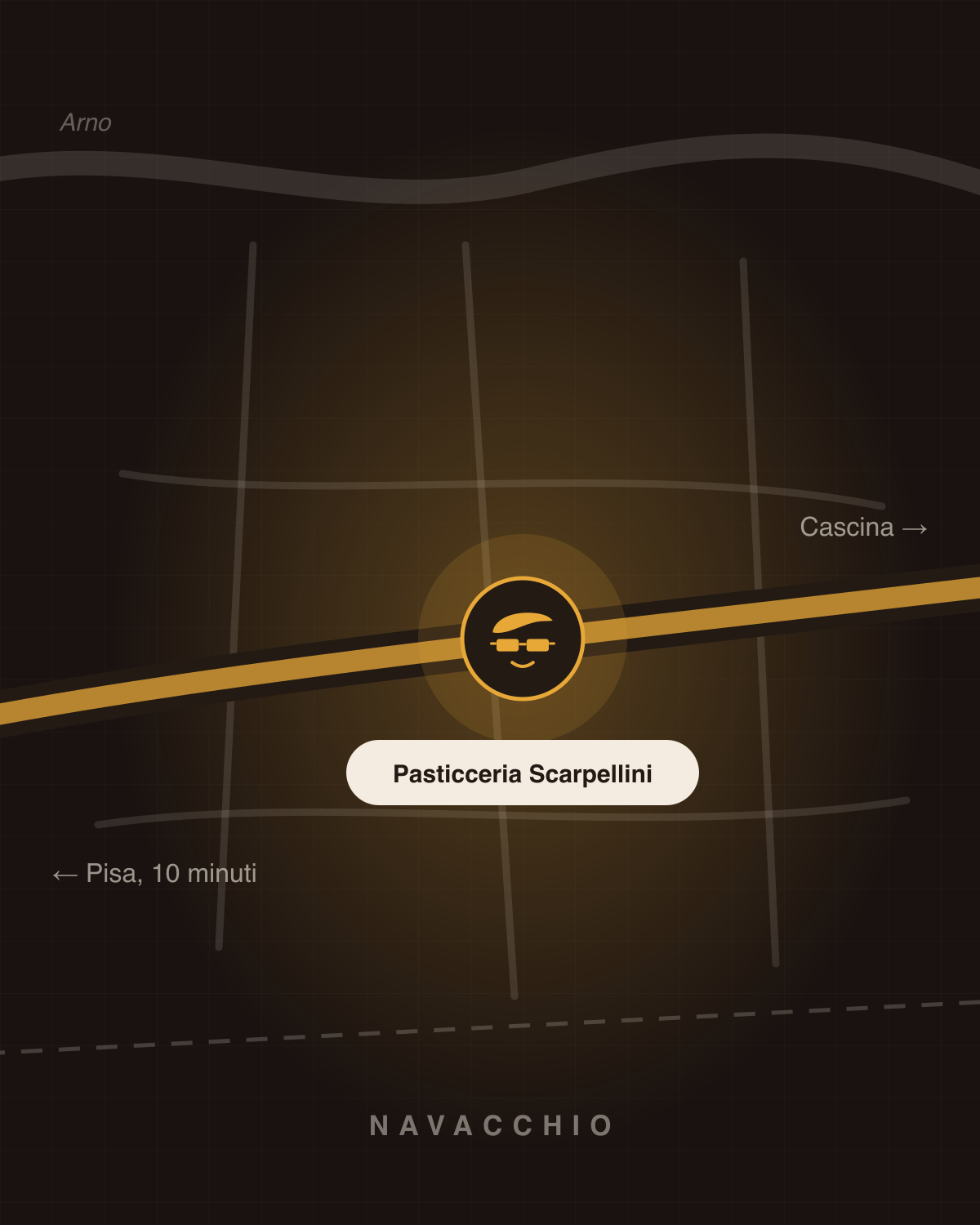 Mappa: la pasticceria sulla Tosco Romagnola a Navacchio, tra Pisa e Cascina